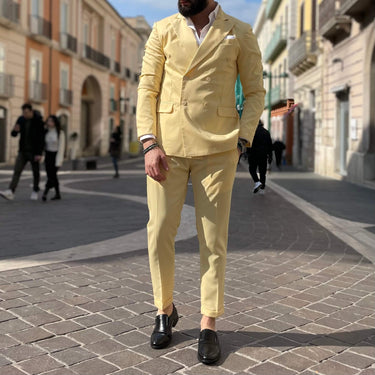 Abito doppiopetto giallo paglierino - FLAG STORE